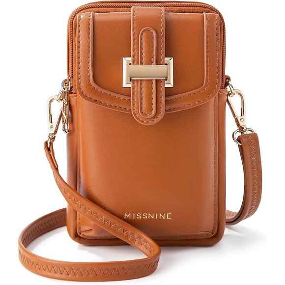 Handbags - Small Crossbody Bags for Women Vegan Leather Cell Phone Brown